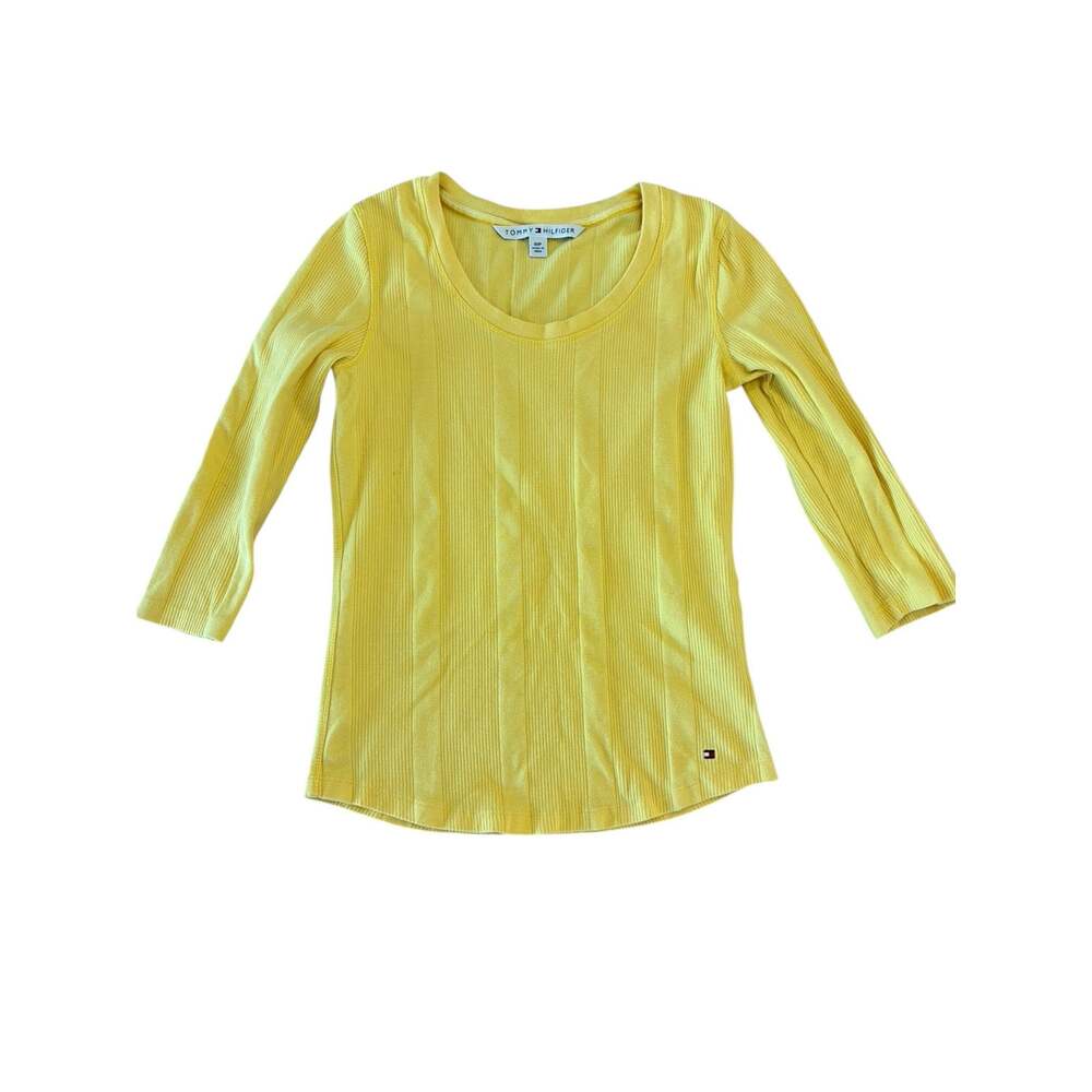 Tommy Hilfiger Y2K 3/4 Sleeve Vintage Yellow Top